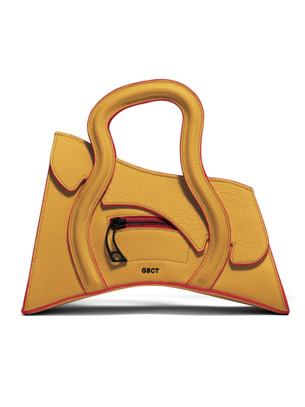 Pebbled Yellow Crossbody Bag with Sculptural Handle - Picture 3 of 14